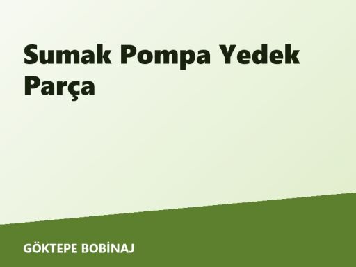 Sumak Pompa Orjinal Yedek Parça