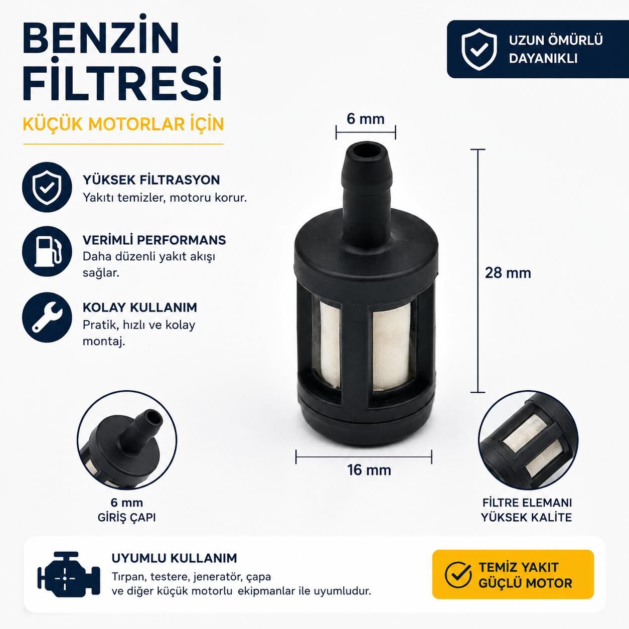 Odun Motoru ve Tırpan  Benzin Filitresi